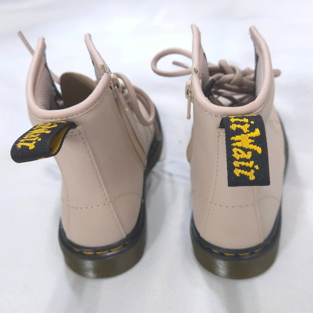 Dr Martens 1460 Delaney Side Zip Boots Kids 11 Pastel Pink Leather Lace Up NWOB